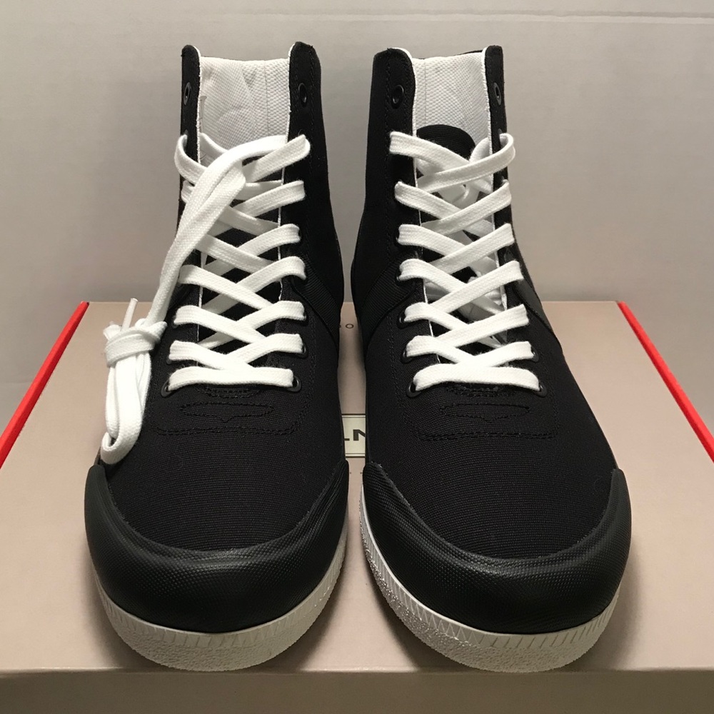 Hunter Black and White High-Top Sneakers